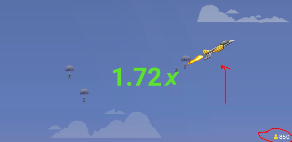 JetX low multiplier flight at 1.72x